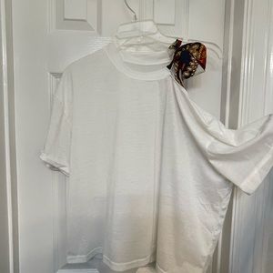 White blouse with open shoulder